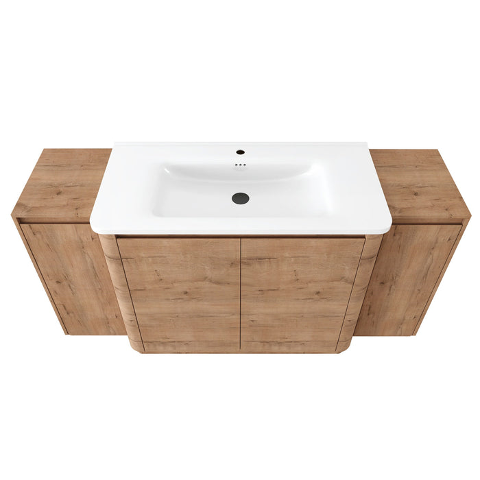 Freestanding Bathroom Vanity With Sink, 2 Small Storage Cabinets, Soft Close Doors