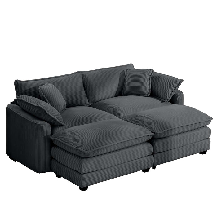 Modular Oversized Cushion Sofa With Ottoman, Low Back, Deep Seating Sofa Set