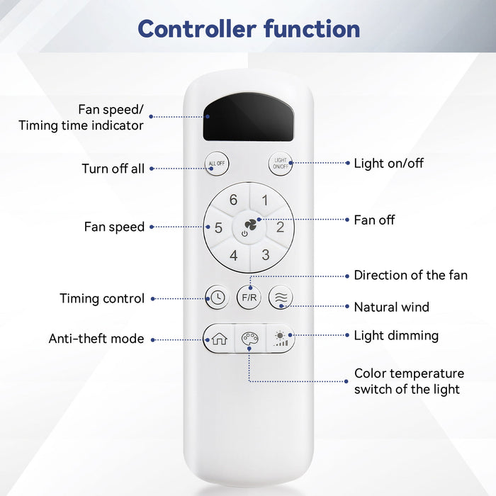 52" Ceiling Fan With 18W LED Light And Remote Control