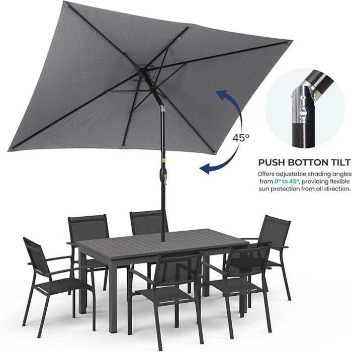 cheap patio furniture with canopy umbrella Rectangular Patio Umbrella With Crank Tilt, Polyester UV-Resistant Canopy
