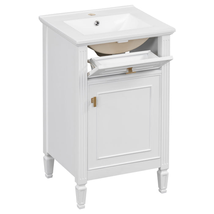 Bathroom Vanity With Sink, Adjustable Shelf, Tilt-Out Drawer