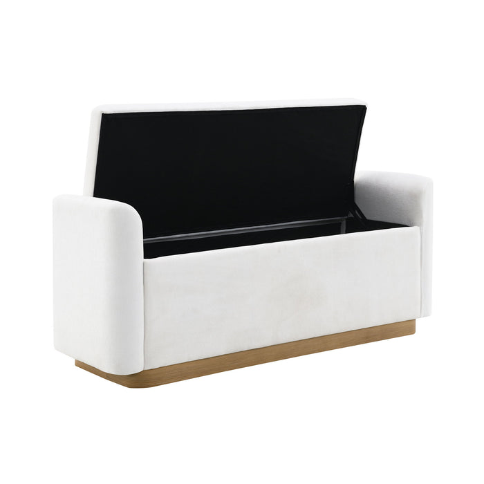 Upholstered Storage Bench With Safety Hinge