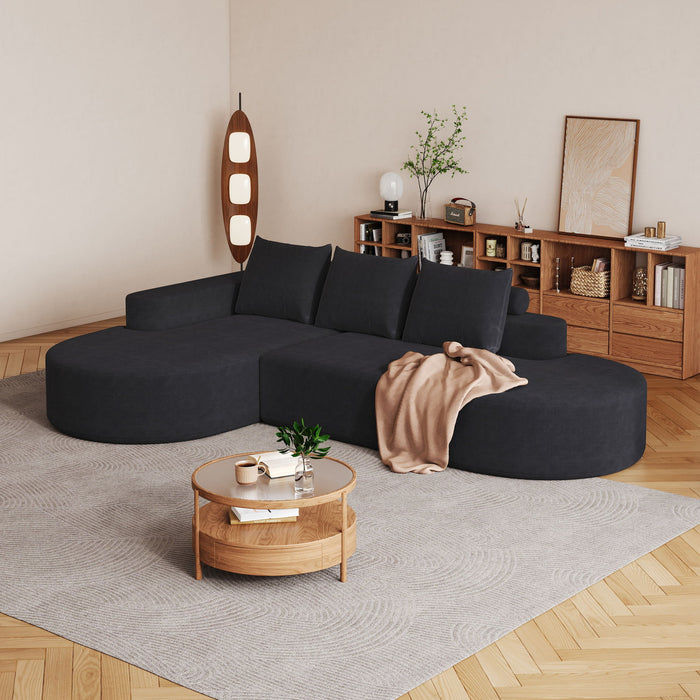 Modern Curved Sofa, L-Shaped Modular Sectional Set With 3 Pillows