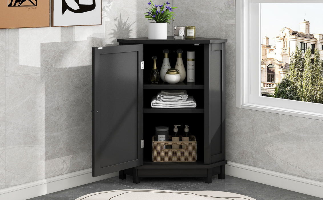 Bathroom Cabinet Triangle Corner Storage Cabinet With Adjustable Shelf Modern Style