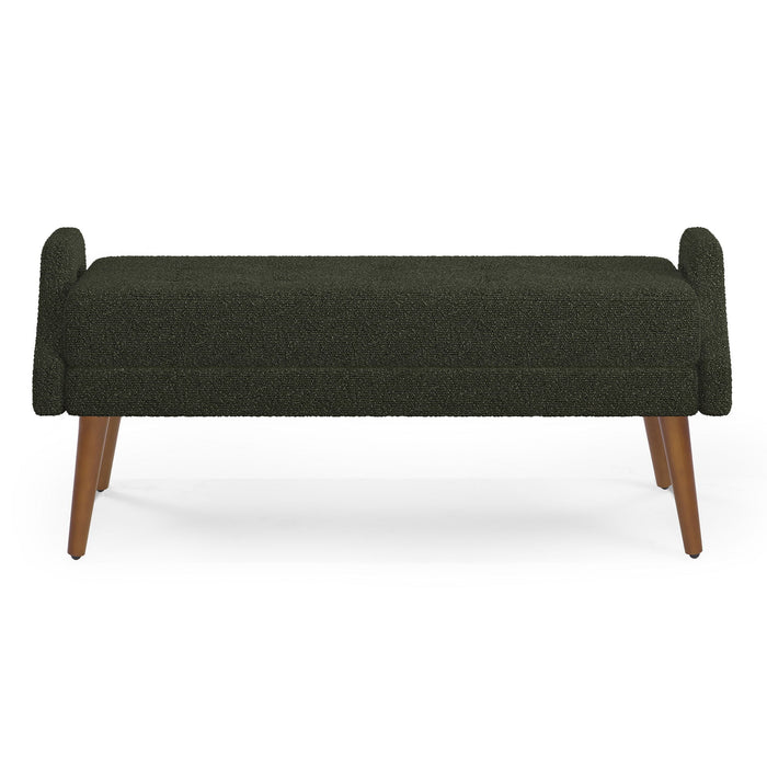 Modern Living Room Bench With Looped Yarn Fabric And Rubber Wooden Legs
