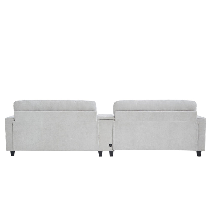 Modern Sectional Sofa U-Shaped With Movable Ottomans, Bluetooth Speakers, LED Lights And Modular Storage