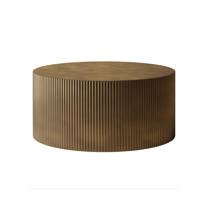 Modern Wave Stripe Round Coffee Table With Spacious Top