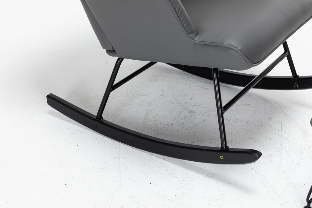 Rocking Accent Chair With Lumbar Pillow And Ottoman