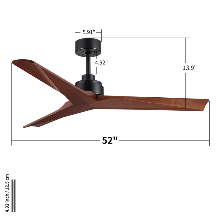 Ceiling Fan Without Light, DC Motor, No Light, Quiet Reversible Ceiling Fan For Living Room - Black