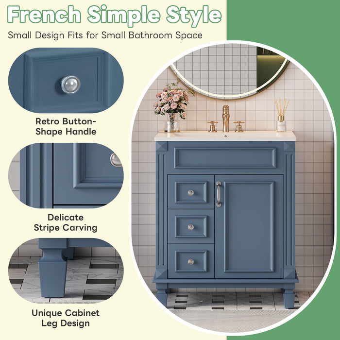 Bathroom Vanity With Sink, Compact Cabinet & 2 Drawers And Adjustable Shelf