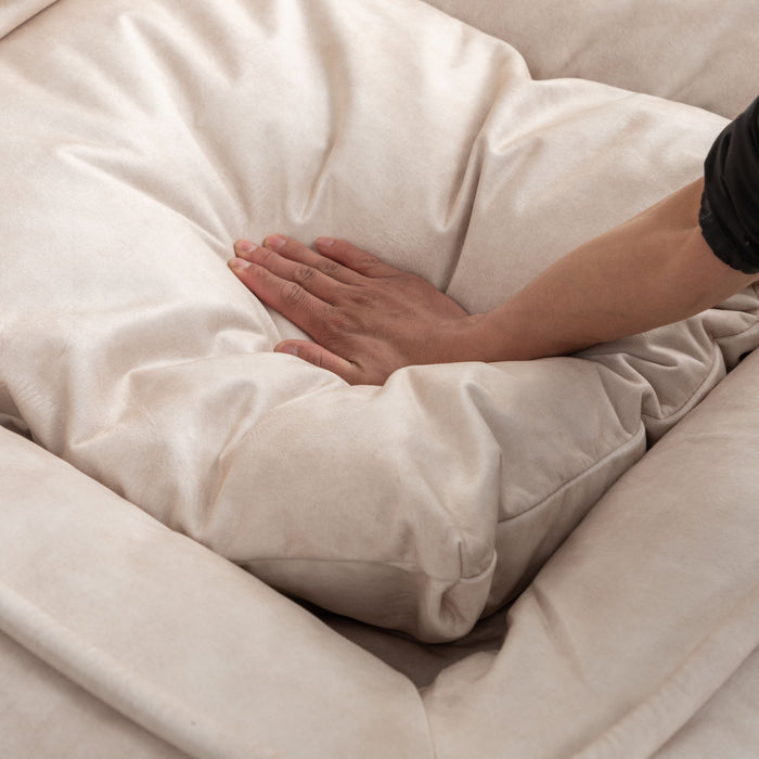 Upholstered Human Dog Bed And Pets, Bean Bag Floor Sofa With Massage Pillow, 5 Adjustable Positions & 2 Soft Pillows