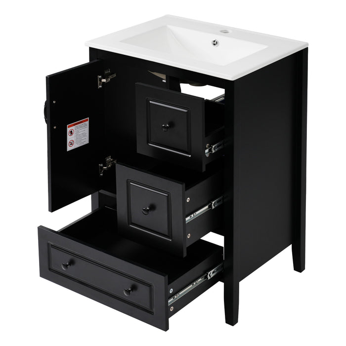 Retro Bathroom Vanity With Sink, Soft Closing Cabinet & Drawers