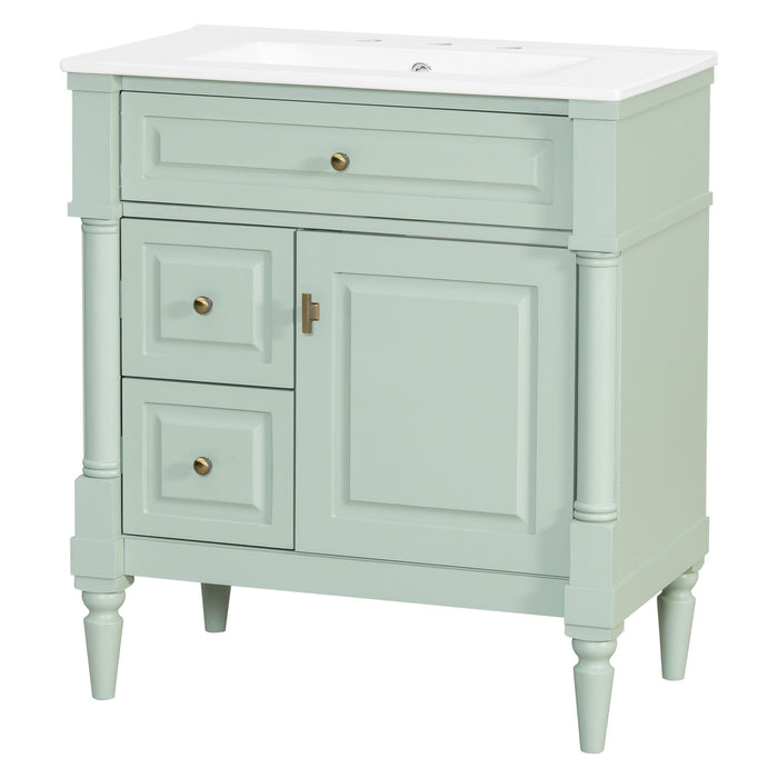 Modern Bathroom Vanity With Sink, Freestanding Cabinet With Flip Drawer & Adjustable Shelf