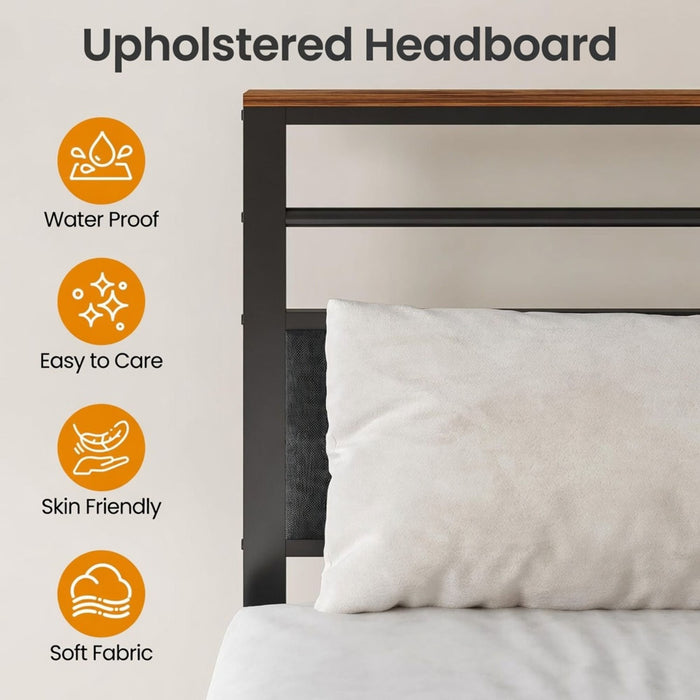 Platform Bed Frame With Charging Station & Headboard Storage