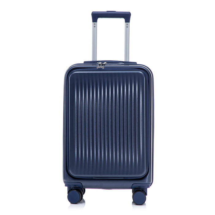 Luggage Set With Cosmetic Case, Combination Lock, Front Opening Design