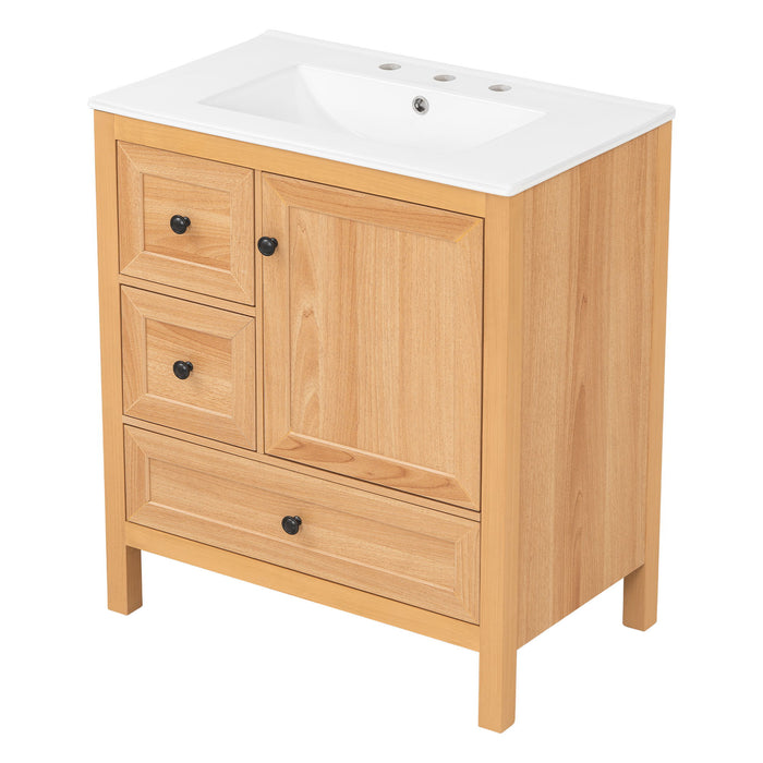 Modern Bathroom Vanity With Sink, Soft Close Drawers & Door, Storage Rack