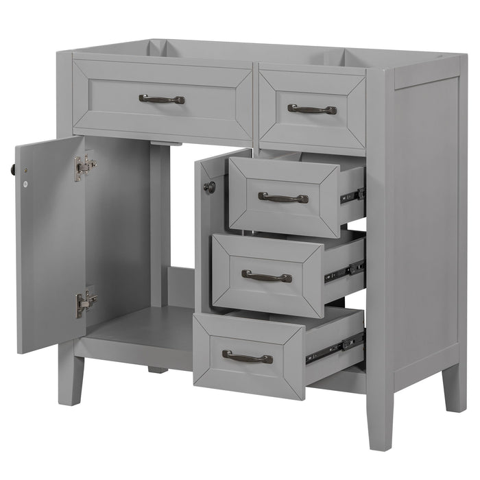 Modern Bathroom Vanity Base Only, 2 Doors And 3 Drawers