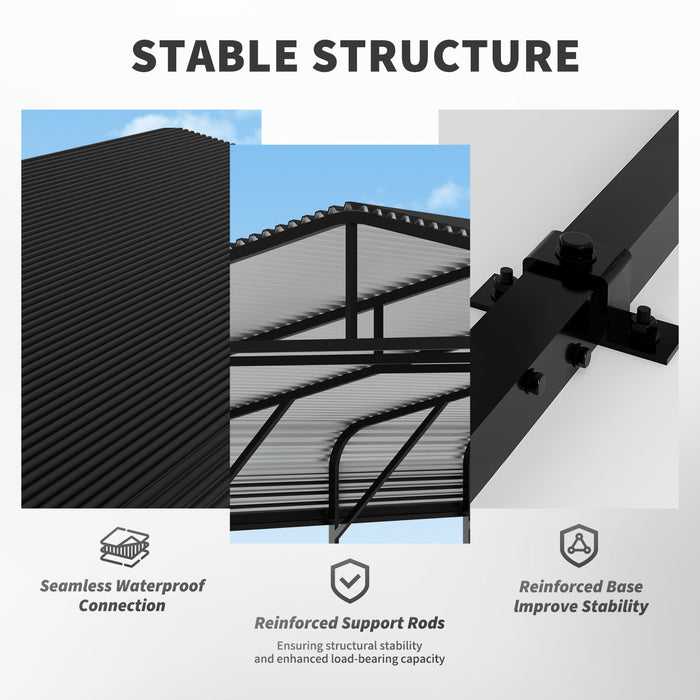 Heavy Duty Carport, All Weather Shelter - Black