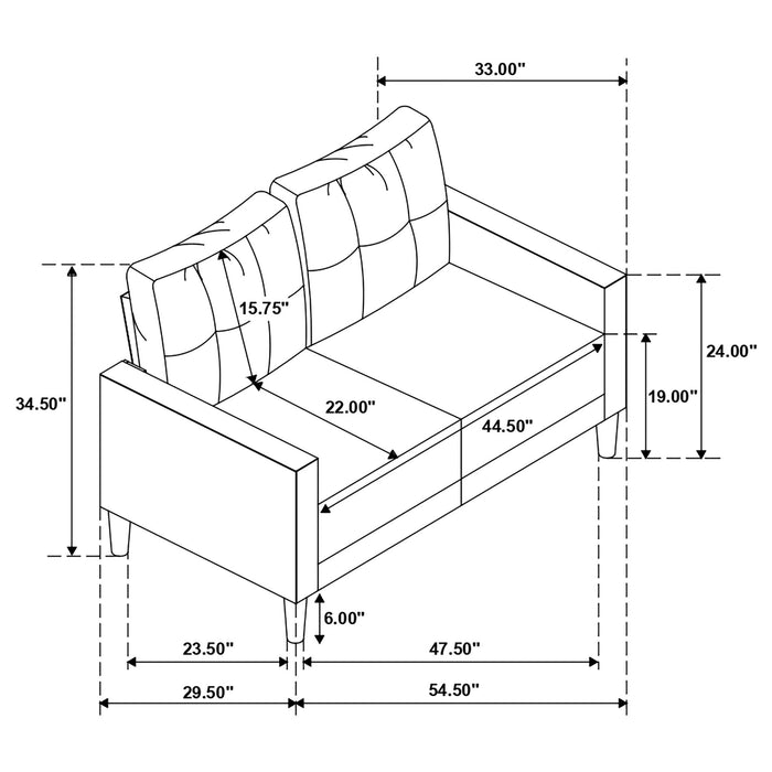 Harvey - Track Arm Tufted Sofa Set