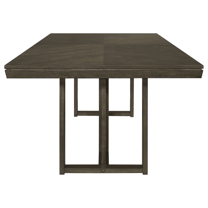 Glenmoor - Rectangular Dining Table With Geometric Double Pedestal Base - Dark Gray