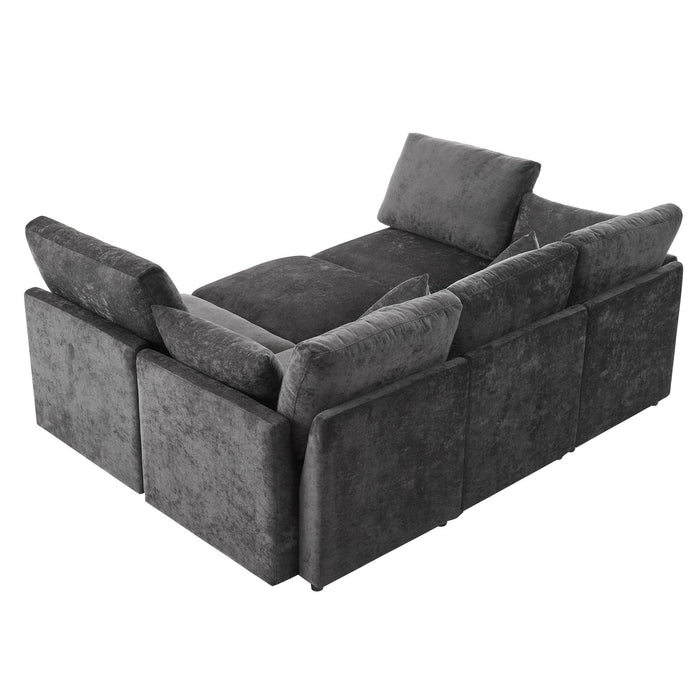 Sectional Sofa Modular U-Shaped With Ottoman & USB Ports
