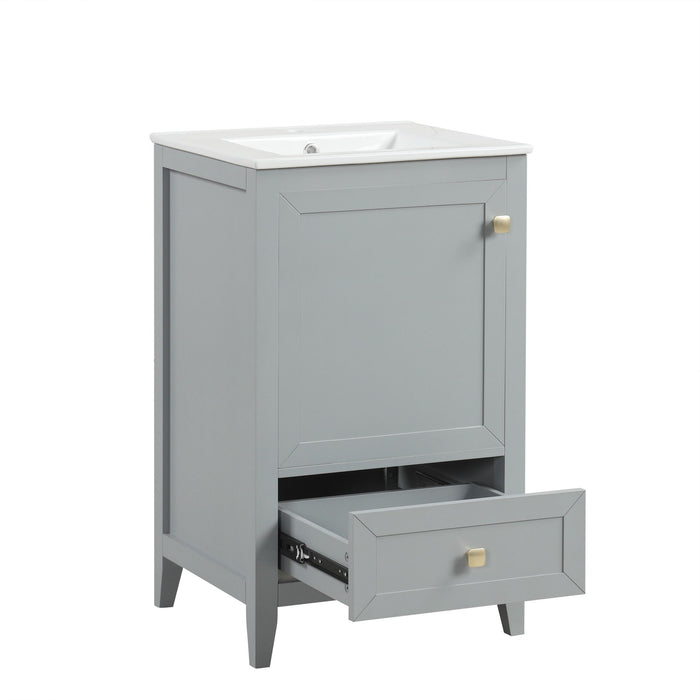 Bathroom Vanity With Sink, Soft Closing Cabinet Door, Storage Rack And Drawer