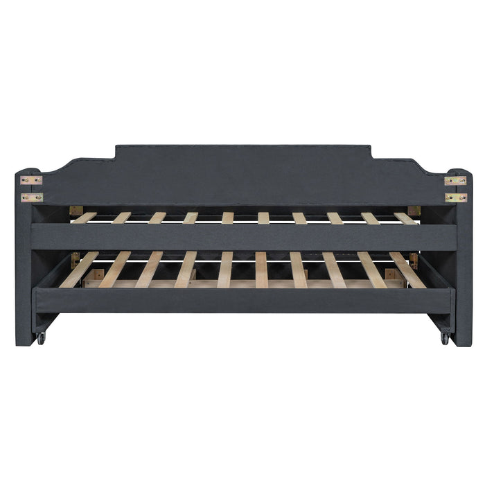 Upholstered Simple Design Daybed With Trundle And 3 Drawers