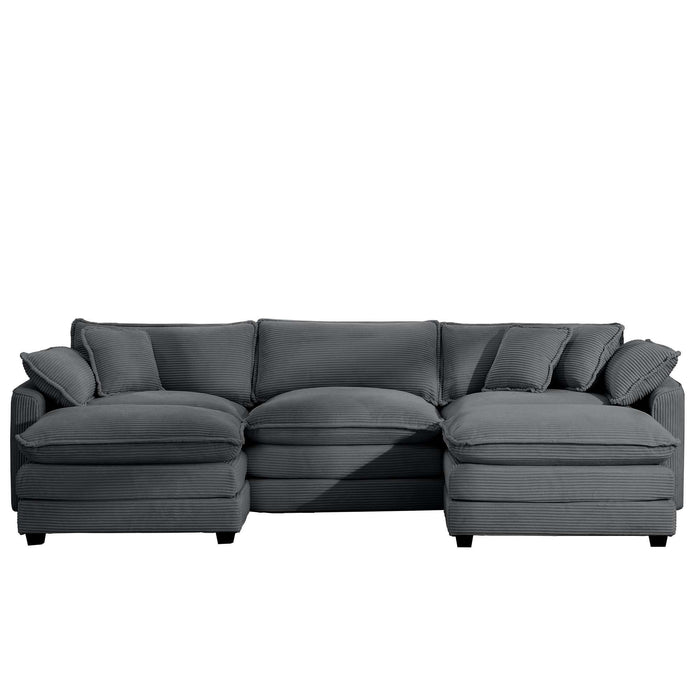 Modular Oversized Cushion Sofa With Ottoman, Low Back, Deep Seating Sofa Set