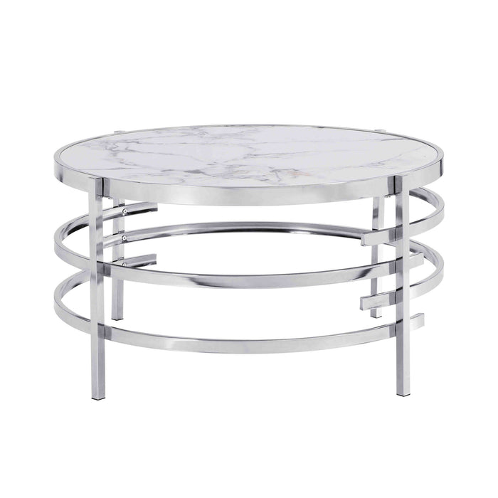 Elegant Round Table With Sintered Stone Top & Sturdy Metal Frame