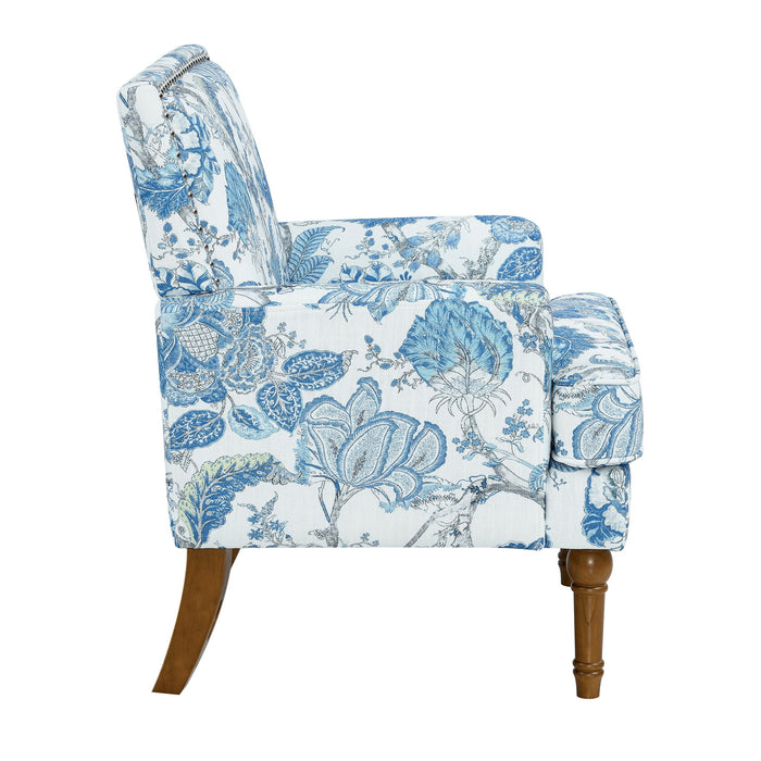 Floral Accent Armchair With Nailhead Trim