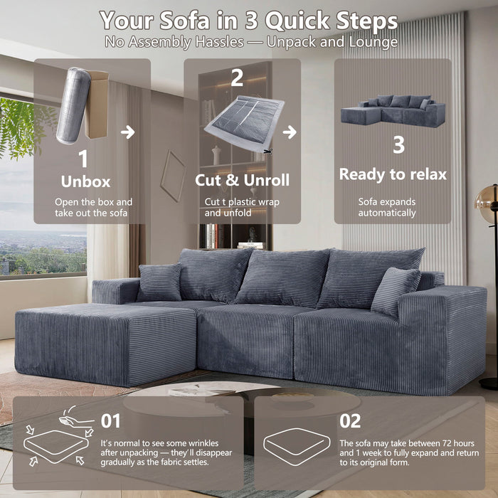 Modular Sectional Sofa, Convertible Couch With Chaise Corduroy