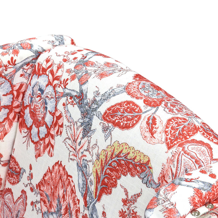Accent Chair With Floral Upholstery And Nailhead Trim