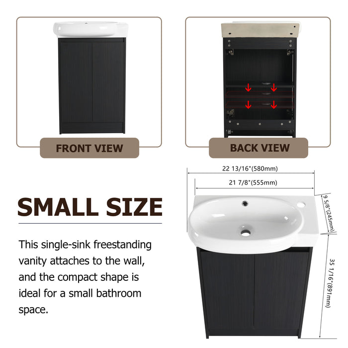 Freestanding Bathroom Vanity & Sink, Soft Close Doors
