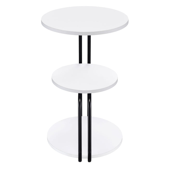 Dixon - 3 Tier Round Accent Side Table With Slim Legs - White / Black