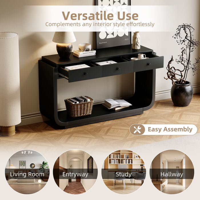 Console Table With 3 Drawers, Display Shelf