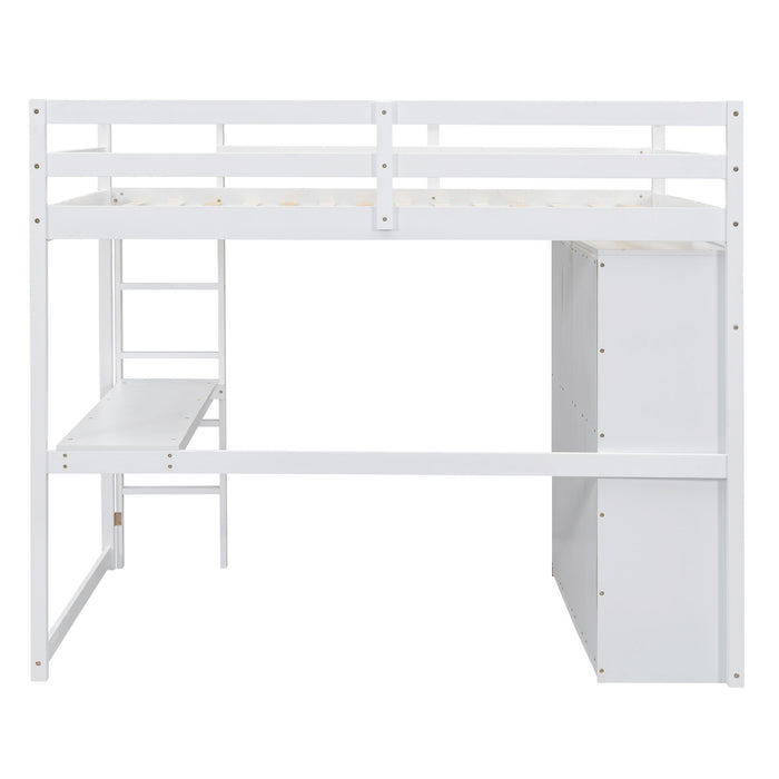 Loft Bed With Built In Wardrobe, Shelves And Drawers