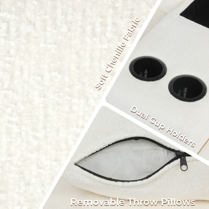 Contemporary L Shaped Convertible Sofa Bed With Pull Out Bed, Cup Holders, And Storage