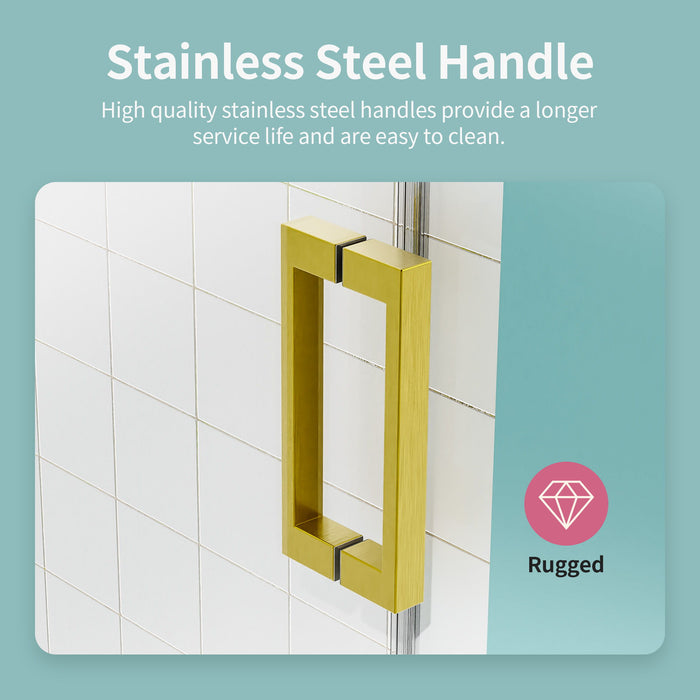 Frameless Sliding Shower Door With Soft- Close, 3 / 8" Tempered Glass