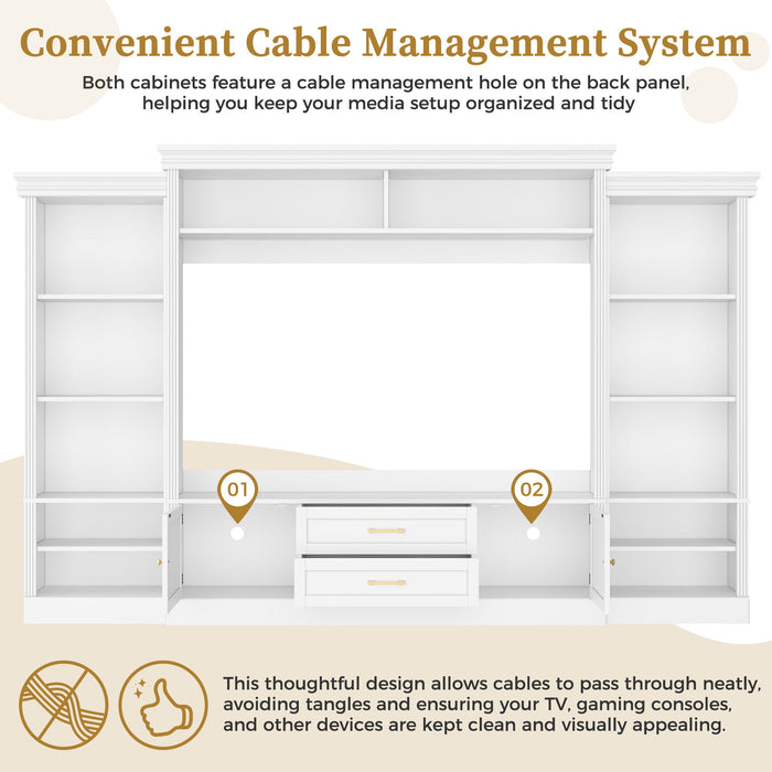Elegant Entertainment Center Wall Unit With Bookshelves