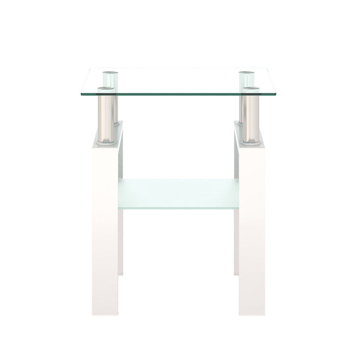 Modern Tempered Glass Tea Table, End Square Table For Living Room