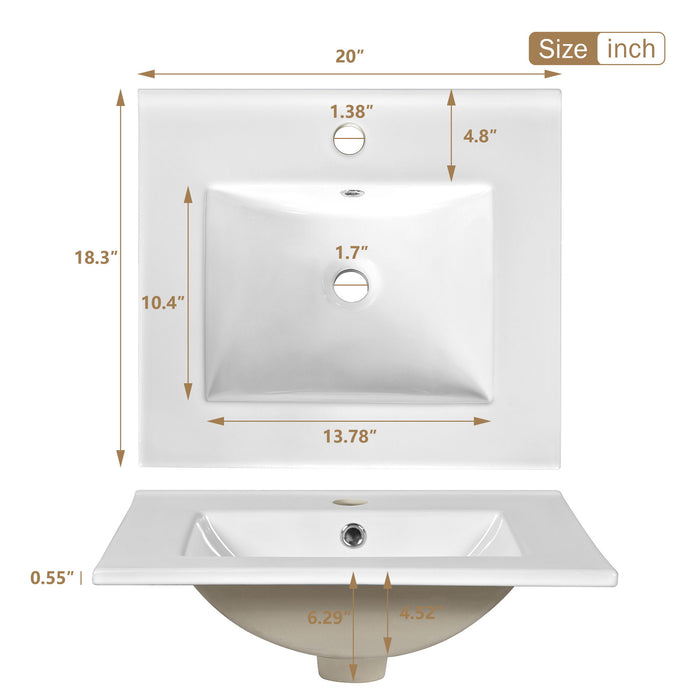 Bathroom Vanity With Sink, Soft Close Door, Adjustable U-Shaped Shelf