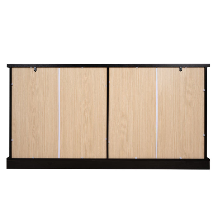 Sideboard Cabinet With 4 Drawers And 4 Arched Doors, Accent Storage Cabinet With Adjustable Shelves For Dining Room - Black