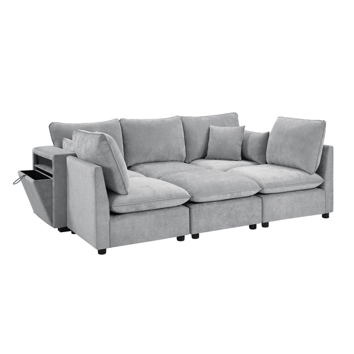 Modern Sectional Sofa U-Shaped With Movable Ottoman Storage Armrests And USB Ports