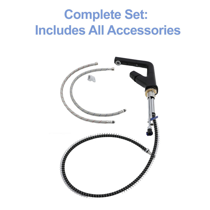 Pull Down Bathroom Sink Faucet With Three Water Modes And Construction - Matte Black