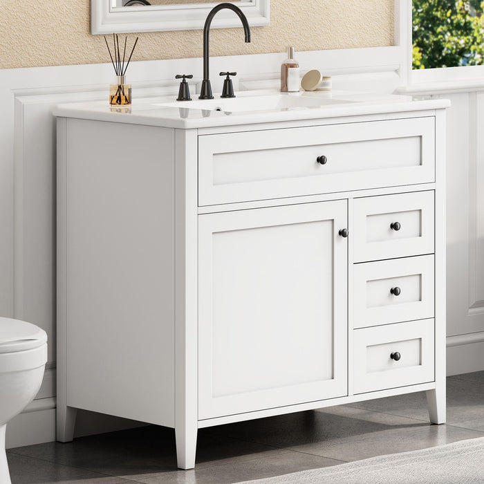 Bathroom Vanity With Sink, Cabinet With 3 Drawers And Adjustable Shelf