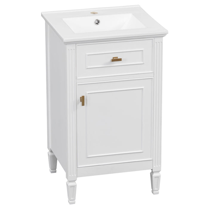 Bathroom Vanity With Sink, Adjustable Shelf, Tilt-Out Drawer