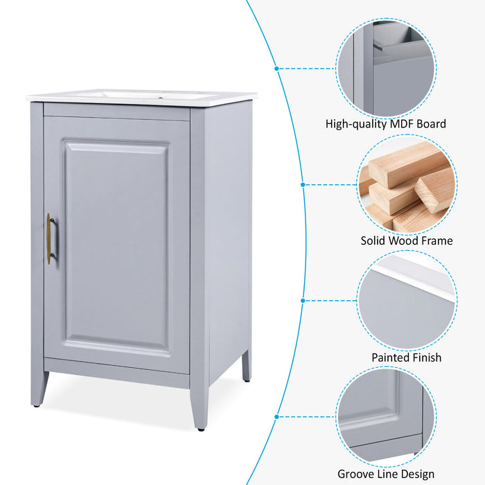 Modern Bathroom Vanity With Sink, Functional Drawer, Soft- Closing Door