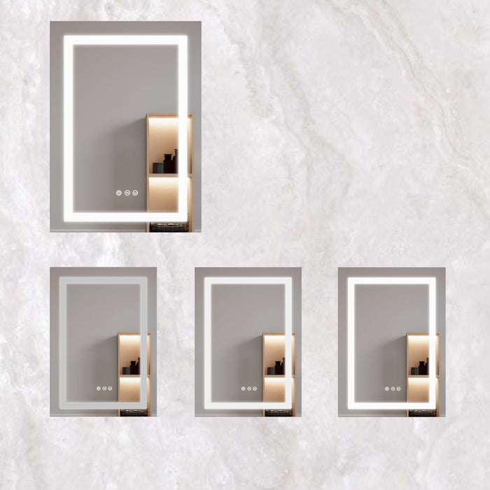 Bathroom Medicine Cabinet With LED Mirror, Anti-Fog, Waterproof, 3000K~6000K Single Door Lighted Bathroom Cabinet With Touch Swich