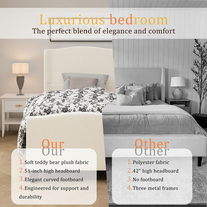 Platform Bed Frame With Tall Headboard And High Footboard