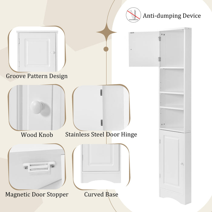 Multi Functional Corner Cabinet With Adjustable Shelves And 2 Doors